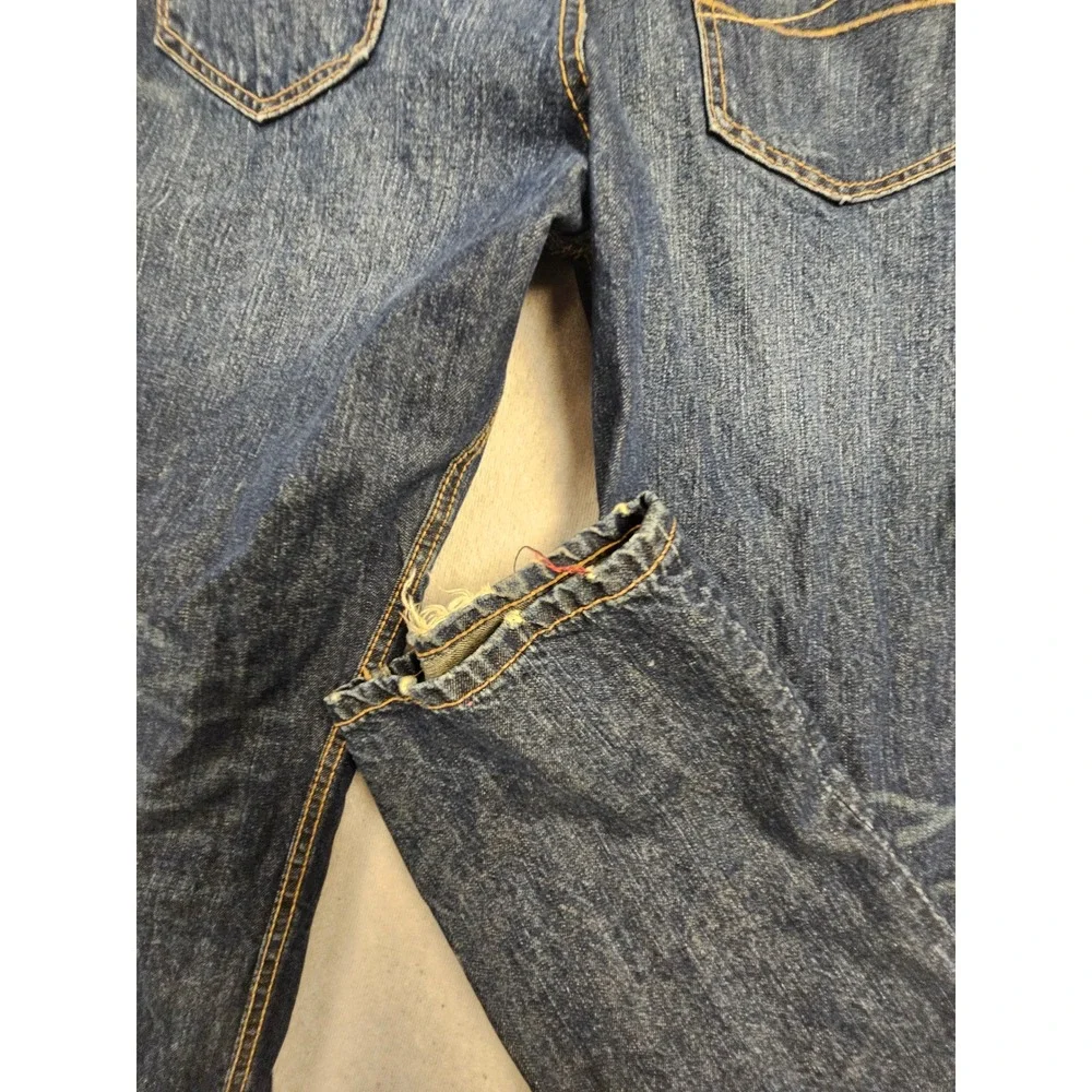 True Religion Ricky Super T Straight Leg Jeans Mens 32 Dark Wash Contrast Stitch